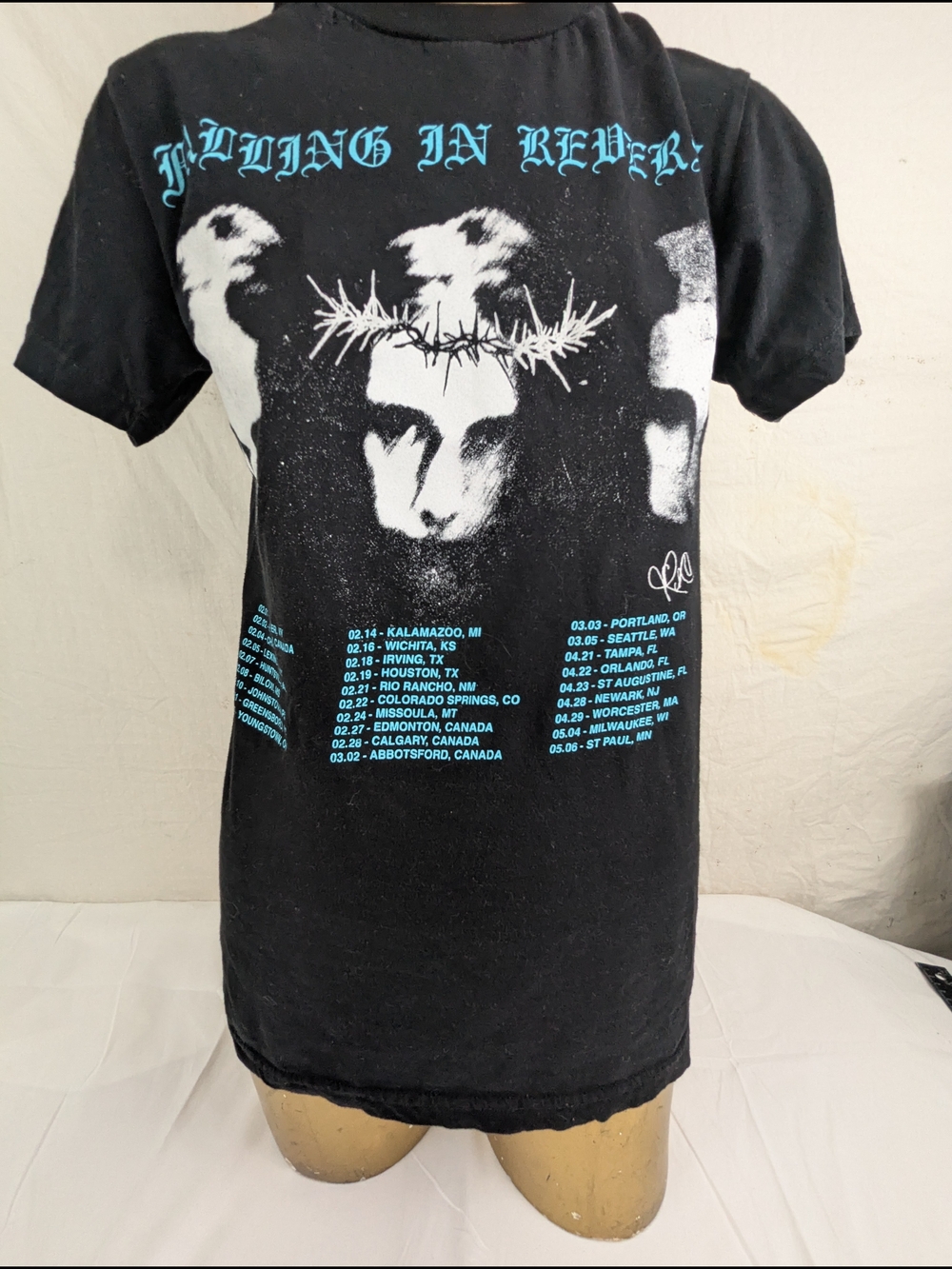 Falling In Reverse Concert Tee Tour Dates/Locations On Front Small